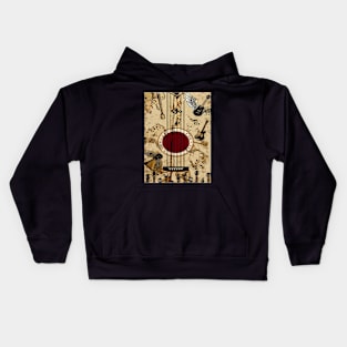 Guitars and Music Abstract Design Print Kids Hoodie